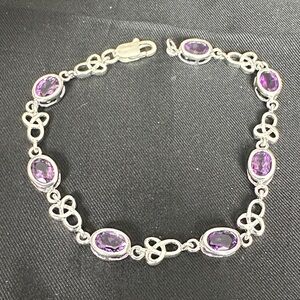 Beautiful Silver Amethyst Celtic Knot Bracelet